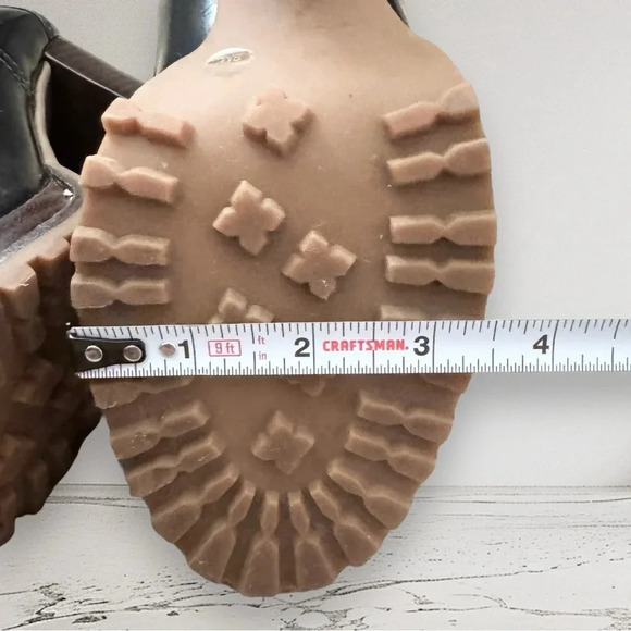 TORY BURCH Patent Leather Chelsea Boots Gold Accent Lug Sole Dark Brown Size 9 - Picture 10 of 12